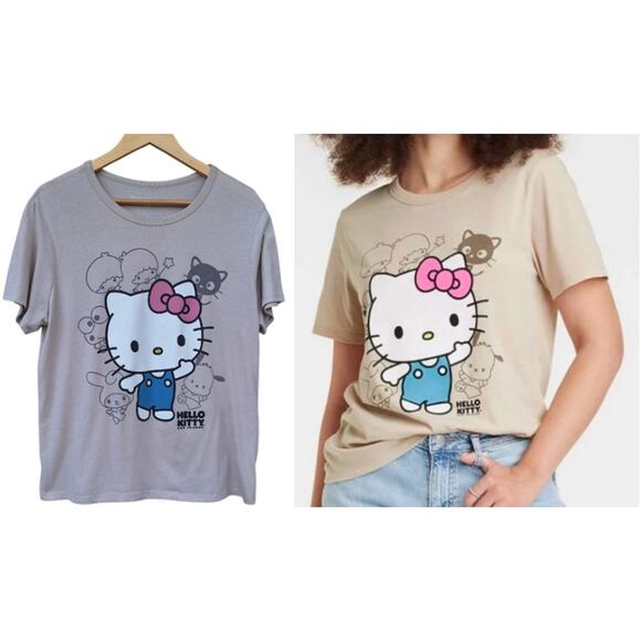 Hello Kitty and Friends Cotton Tan T Shirt Size XL Baby Tee Casual Comfort - Picture 1 of 8